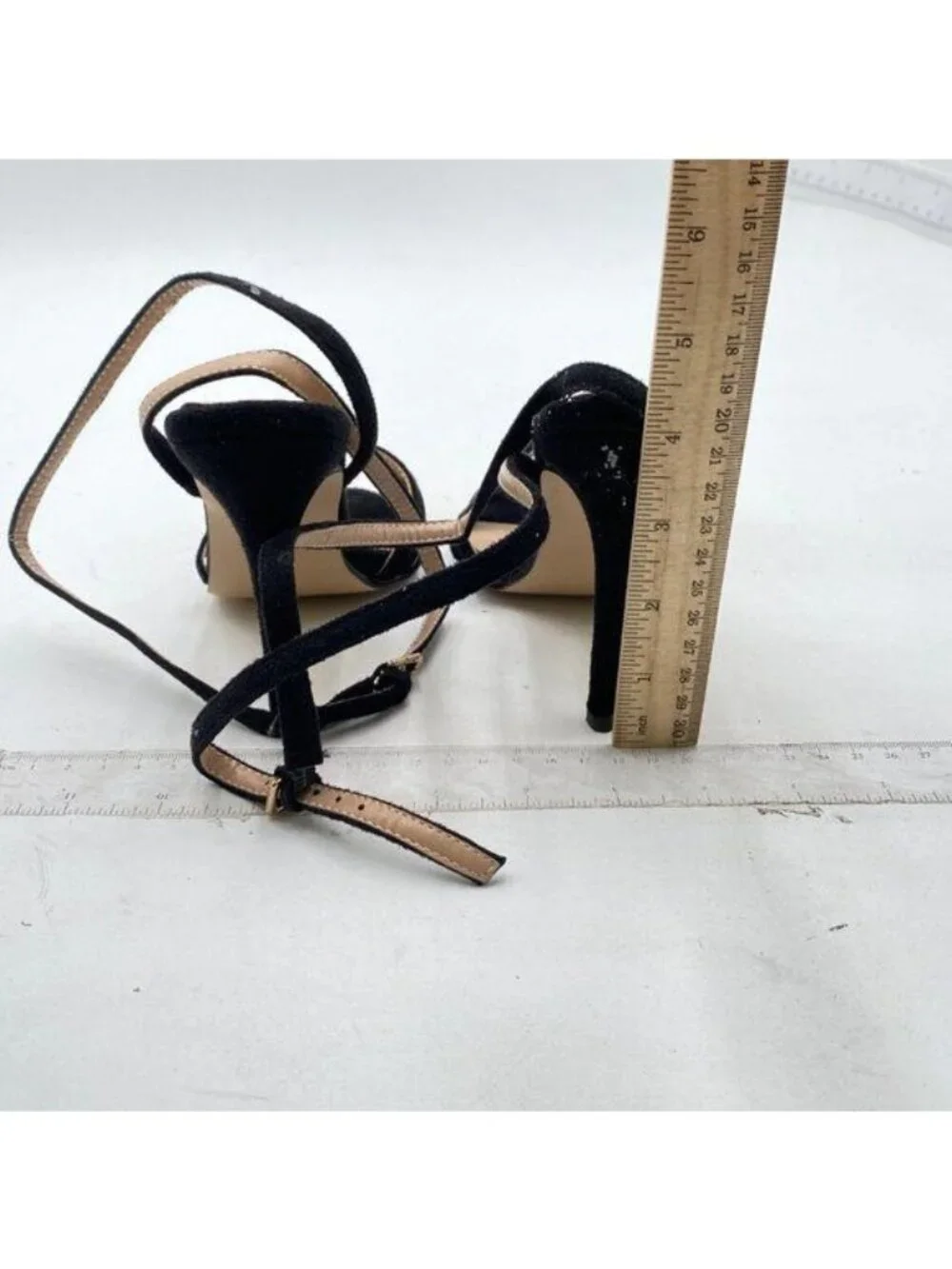 FSJ Women Strappy Open Toe Stiletto High Heels Ankle Wrap Dress Sandals Black